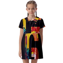 Abstract, Dark Background, Black, Typography,g Kids  Asymmetric Collar Dress by nateshop