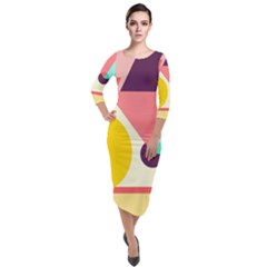 Bicycle, Geometric Figures, Art, Quarter Sleeve Midi Velour Bodycon Dress by nateshop