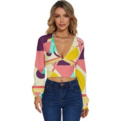 Bicycle, Geometric Figures, Art, Long Sleeve Deep-v Velour Top