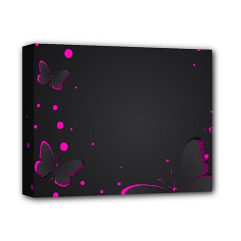 Butterflies, Abstract Design, Pink Black Deluxe Canvas 14  X 11  (stretched) by nateshop