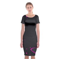 Butterflies, Abstract Design, Pink Black Classic Short Sleeve Midi Dress by nateshop