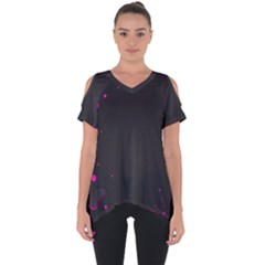 Butterflies, Abstract Design, Pink Black Cut Out Side Drop T-shirt by nateshop