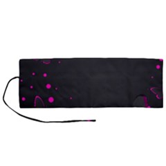 Butterflies, Abstract Design, Pink Black Roll Up Canvas Pencil Holder (m) by nateshop