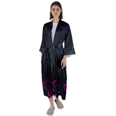 Butterflies, Abstract Design, Pink Black Maxi Satin Kimono by nateshop