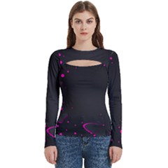 Butterflies, Abstract Design, Pink Black Women s Cut Out Long Sleeve T-shirt by nateshop