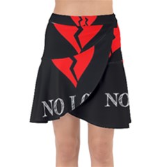 No Love, Broken, Emotional, Heart, Hope Wrap Front Skirt