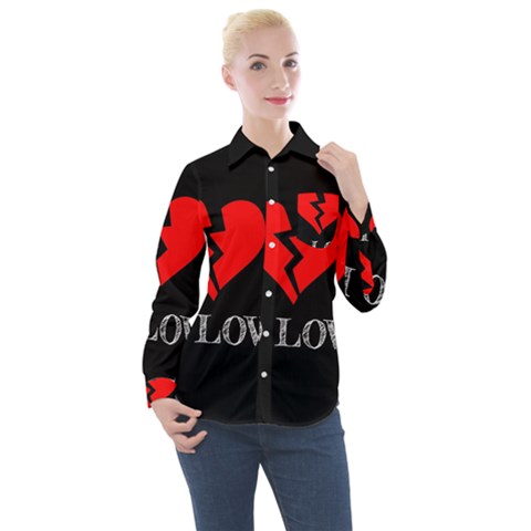 No Love, Broken, Emotional, Heart, Hope Women s Long Sleeve Pocket Shirt by nateshop