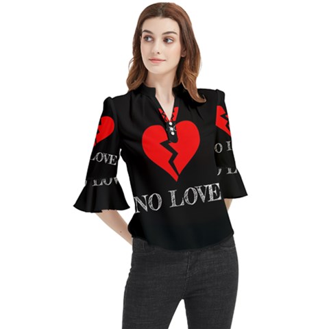 No Love, Broken, Emotional, Heart, Hope Loose Horn Sleeve Chiffon Blouse by nateshop