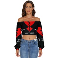 No Love, Broken, Emotional, Heart, Hope Long Sleeve Crinkled Weave Crop Top by nateshop