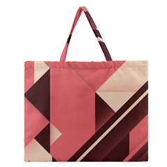 Retro Abstract Background, Brown-pink Geometric Background Zipper Large Tote Bag by nateshop