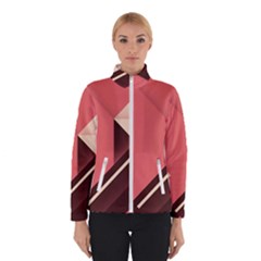 Retro Abstract Background, Brown-pink Geometric Background Women s Bomber Jacket