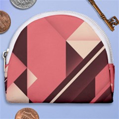 Retro Abstract Background, Brown-pink Geometric Background Horseshoe Style Canvas Pouch by nateshop