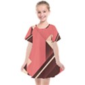 Retro Abstract Background, Brown-pink Geometric Background Kids  Smock Dress View1