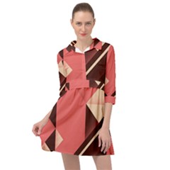 Retro Abstract Background, Brown-pink Geometric Background Mini Skater Shirt Dress by nateshop