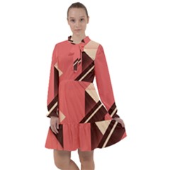 Retro Abstract Background, Brown-pink Geometric Background All Frills Chiffon Dress by nateshop