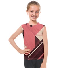 Retro Abstract Background, Brown-pink Geometric Background Kids  Mesh Tank Top by nateshop