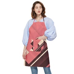 Retro Abstract Background, Brown-pink Geometric Background Pocket Apron by nateshop