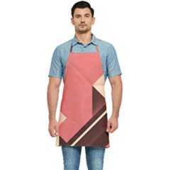 Retro Abstract Background, Brown-pink Geometric Background Kitchen Apron by nateshop