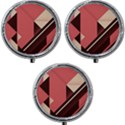 Retro Abstract Background, Brown-pink Geometric Background Mini Round Pill Box (Pack of 3) View1