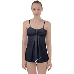 S Black Fingerprint, Black, Edge Babydoll Tankini Set by nateshop