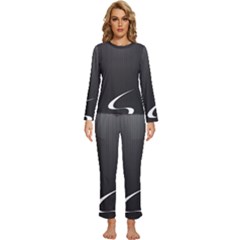 S Black Fingerprint, Black, Edge Womens  Long Sleeve Lightweight Pajamas Set