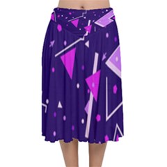 Triangles, Triangle, Colorful Velvet Flared Midi Skirt