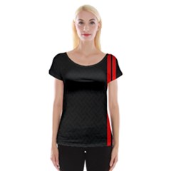 Abstract Black & Red, Backgrounds, Lines Cap Sleeve Top by nateshop