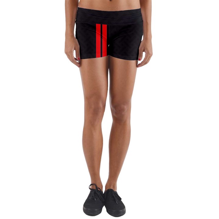 Abstract Black & Red, Backgrounds, Lines Yoga Shorts