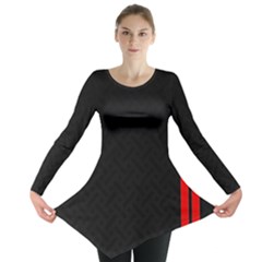 Abstract Black & Red, Backgrounds, Lines Long Sleeve Tunic  by nateshop