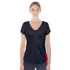 Abstract Black & Red, Backgrounds, Lines Short Sleeve Front Detail Top by nateshop