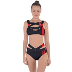 Abstract Black & Red, Backgrounds, Lines Bandaged Up Bikini Set  by nateshop