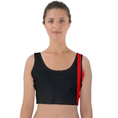 Abstract Black & Red, Backgrounds, Lines Velvet Crop Top by nateshop