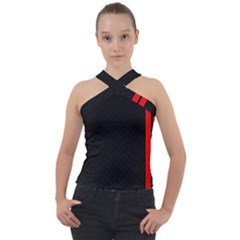 Abstract Black & Red, Backgrounds, Lines Cross Neck Velour Top by nateshop