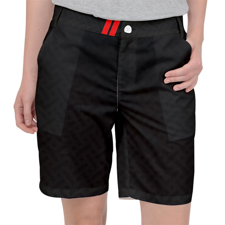 Abstract Black & Red, Backgrounds, Lines Women s Pocket Shorts