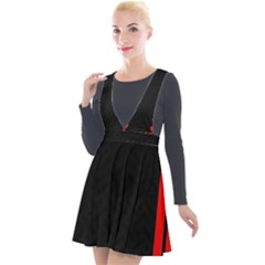 Abstract Black & Red, Backgrounds, Lines Plunge Pinafore Velour Dress