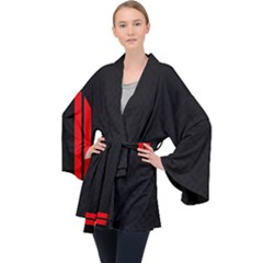 Abstract Black & Red, Backgrounds, Lines Long Sleeve Velvet Kimono  by nateshop