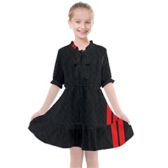 Abstract Black & Red, Backgrounds, Lines Kids  All Frills Chiffon Dress by nateshop