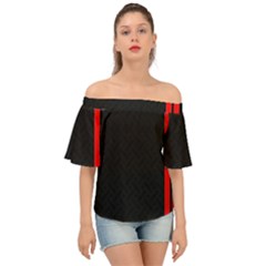 Abstract Black & Red, Backgrounds, Lines Off Shoulder Short Sleeve Top by nateshop