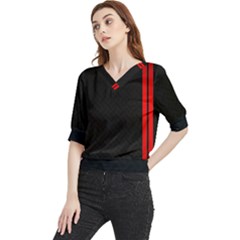 Abstract Black & Red, Backgrounds, Lines Quarter Sleeve Blouse