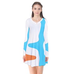 Warp Lines Colorful Multicolor Long Sleeve V-neck Flare Dress by Cemarart