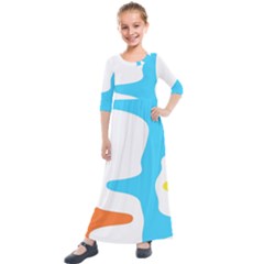 Warp Lines Colorful Multicolor Kids  Quarter Sleeve Maxi Dress by Cemarart