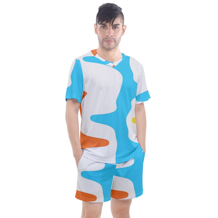 Warp Lines Colorful Multicolor Men s Mesh T-Shirt and Shorts Set