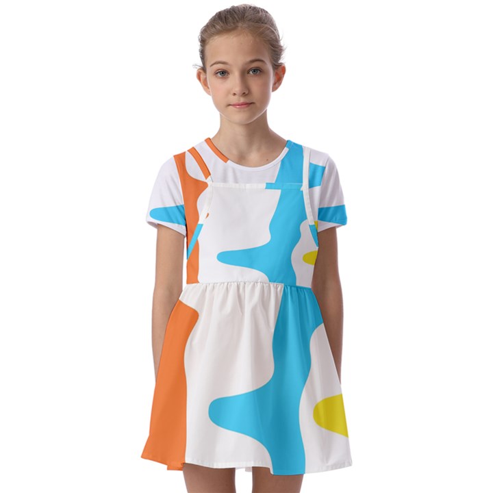 Warp Lines Colorful Multicolor Kids  Short Sleeve Pinafore Style Dress