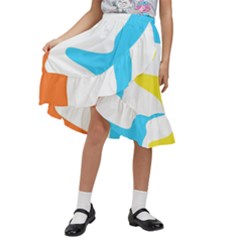 Warp Lines Colorful Multicolor Kids  Ruffle Flared Wrap Midi Skirt by Cemarart