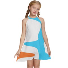 Warp Lines Colorful Multicolor Kids  Halter Collar Waist Tie Chiffon Dress by Cemarart