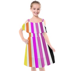 Colorful Multicolor Colorpop Flare Kids  Cut Out Shoulders Chiffon Dress by Cemarart