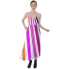 Colorful Multicolor Colorpop Flare Tie Back Maxi Dress by Cemarart