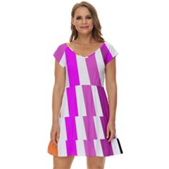 Colorful Multicolor Colorpop Flare Short Sleeve Tiered Mini Dress by Cemarart