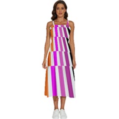 Colorful Multicolor Colorpop Flare Sleeveless Shoulder Straps Boho Dress by Cemarart