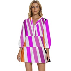 Colorful Multicolor Colorpop Flare V-neck Placket Mini Dress by Cemarart